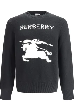 Burberry Strik, Herre, Sort, L, Uld, Equestrian Knight Logo Uld Kashmir Pullover