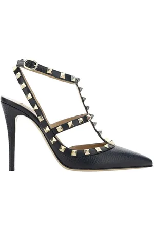 VALENTINO GARAVANI Sko, Dame, Sort, 37 1/2 EU, Læder, Studded Læder Stiletto Pumps