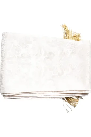 Dolce & Gabbana Tilbehør, Herre, Hvid, ONE SIZE, Blomstret Jacquard Frynser Tørklæde