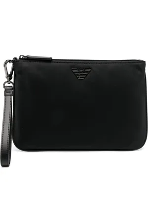 Emporio Armani Taske, Herre, Sort, ONE SIZE, Sort pung med aftagelig håndledsrem
