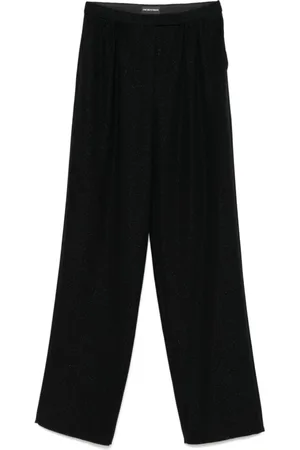 Emporio Armani Bukser, Dame, Sort, S, Sorte bukser med samlet detalje