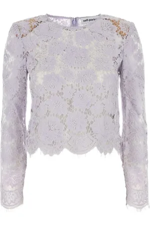 Self-Portrait Top, Dame, Lilla, S, Lilla Skallop Kant Top