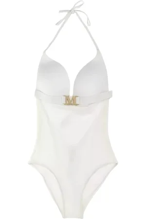 Max Mara Badetøj, Dame, Hvid, 80C EU, Uld, Hvid V-hals Badedragt Celine