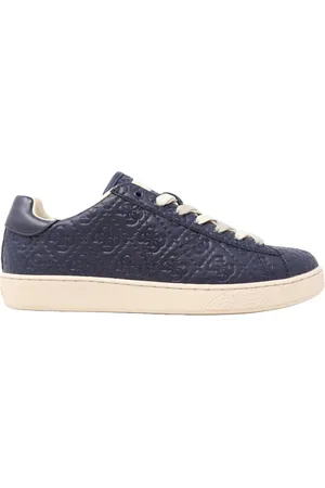 Guess Sko, Herre, Blå, 43 EU, Læder, Blå Logo Prægede Sneakers