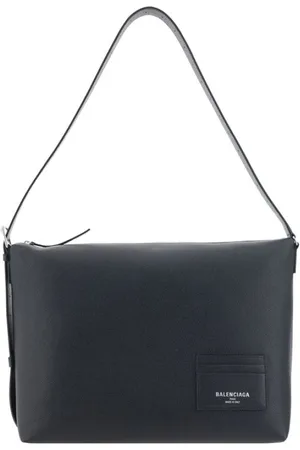 Balenciaga Taske, Herre, Sort, ONE SIZE, Uld, Læder skuldertaske med lynlås