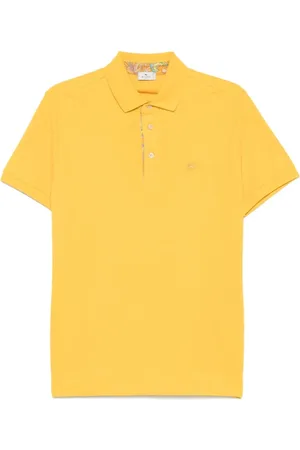 Etro Top, Herre, Gul, XL, Kortærmet broderet Pegasus polo