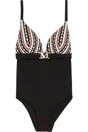 Max Mara Badetøj, Dame, Sort, 75C EU, Uld, Sort badedragt med V-udskæring