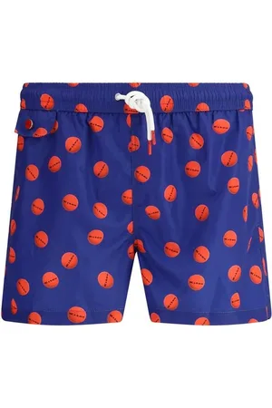 Kiton Badetøj, Herre, Blå, L, Logoed Swimshorts med All-Over Spheres