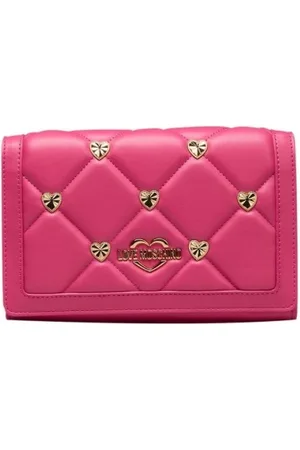 Moschino Taske, Dame, Lyserød, ONE SIZE, Uld, Kæde Skuldertaske med Logo Front
