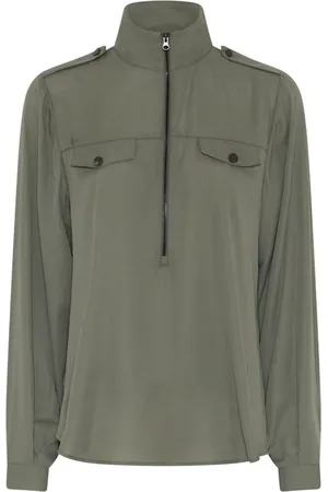 Bruuns Bazaar Bluser & Skjorter, Dame, Grøn, M, Uld, Blouse med lynlås i utility-stil