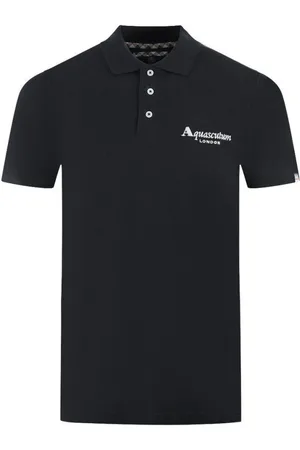 Aquascutum Top, Herre, Sort, L, Bomuld, Bomuldspolo med kontrastlogo