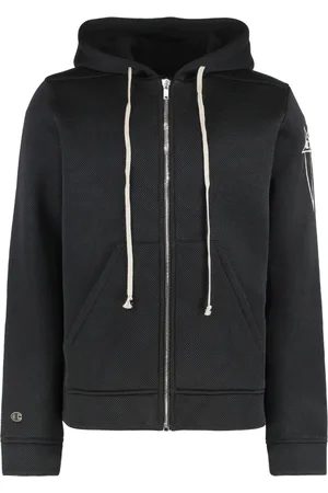 Rick Owens Sweathshirts & Hoodies, Herre, Sort, XL, Uld, Kontrast Logo Fuld Lynlås Hættetrøje