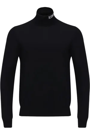Iceberg Strik, Herre, Sort, XL, Bomuld, Roll Neck Bomulds Sweater