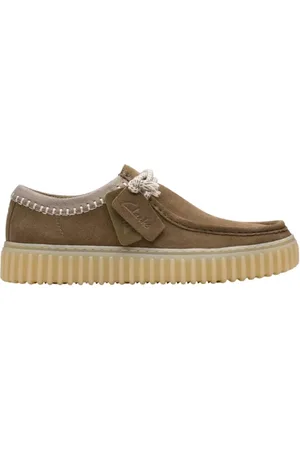 Clarks Sko, Herre, Grøn, 45 EU, Moderne Oliven Ruskind Snøresko