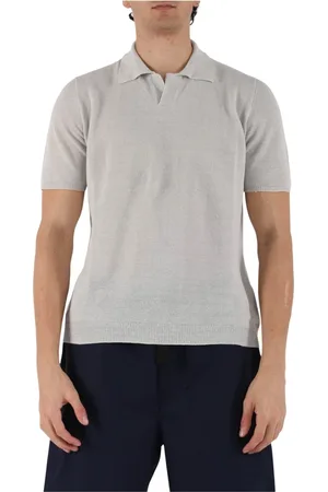 Roberto Collina Top, Herre, Grå, 2XL, Bomuld, Bomuld V-hals Regular Fit Polo