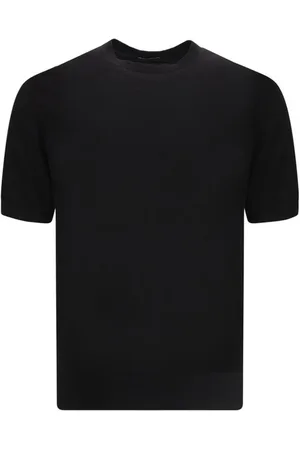 Ermenegildo Zegna Top, Herre, Sort, M, Bomuld, Monokrom Ribbet Crew Neck T-shirt
