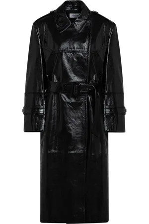 Sportmax Frakke, Dame, Sort, XS, Læder, Lang Frakke
