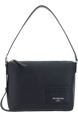 Balenciaga Taske, Herre, Sort, ONE SIZE, Uld, Læder skuldertaske med lynlås