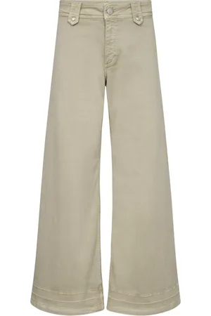 Mos Mosh Jeans, Dame, Grå, W28, Bomuld, Bredbenede bukser med smarte detaljer