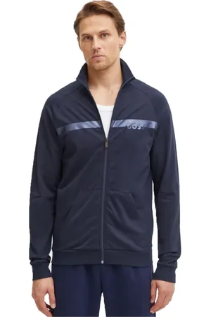 HUGO BOSS Sweathshirts & Hoodies, Herre, Blå, S, Bomuld, Cotton Track Jacket
