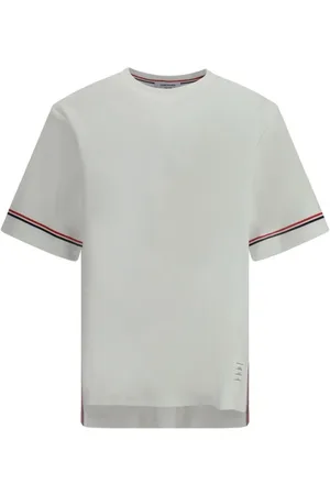 Thom Browne Top, Herre, Grå, M, Bomuld, Ikoniske Bånd T-Shirt
