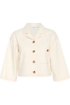 Saint Tropez Jakke, Dame, Hvid, S, Bomuld, Vinterhvid Kayosz Skjortebluse