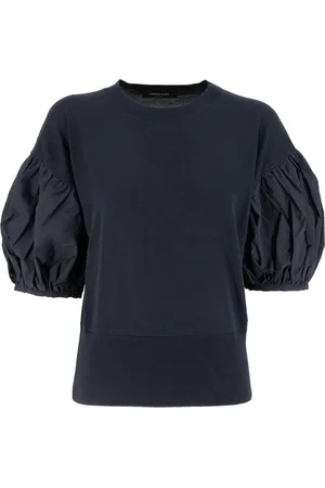 Fabiana Filippi Top, Dame, Blå, S, Ballonærme T-shirt til alsidige stilarter