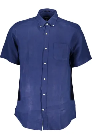 GANT Skjorte, Herre, Blå, M, Linned, Blå Linnedskjorte, Regular Fit