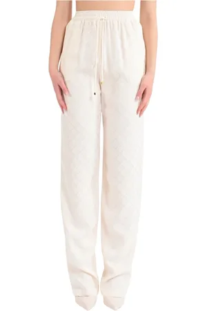 Elisabetta Franchi Bukser, Dame, , S, Satin, Satin jacquard bukser med diamantmønster