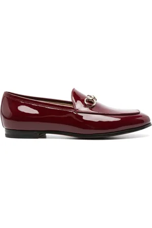 Gucci Sko, Dame, Rød, 41 EU, Læder, Bordeaux flade sko med Horsebit detalje