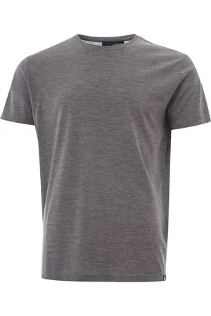 LARDINI Top, Herre, Grå, 2XL, Uld, Luksuriøs Grå Uld Crew Neck T-Shirt