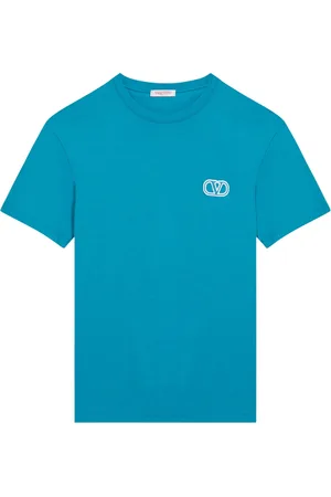VALENTINO GARAVANI Top, Herre, Blå, L, Bomuld, Kortærmet rund hals T-shirt