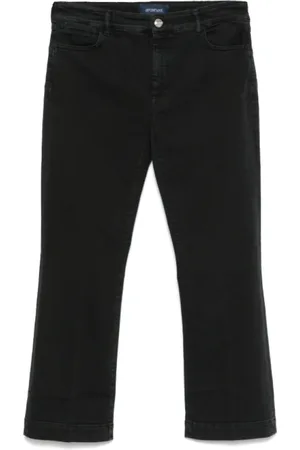Sportmax Jeans, Dame, Sort, W30, Bomuld, Sorte Jeans med Logo Applique