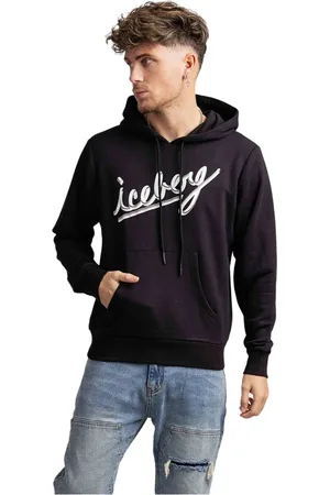Iceberg Sweathshirts & Hoodies, Herre, Sort, XL, Bomuld, Logo Hættetrøje