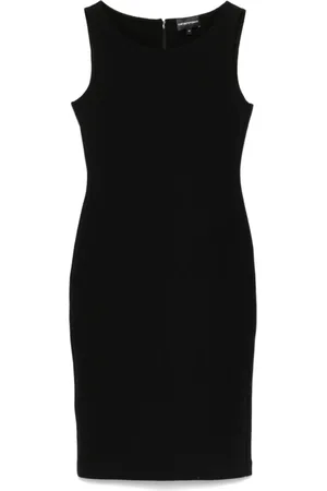 Emporio Armani Kjole, Dame, Sort, S, Sort ærmeløs kjole med bådhals