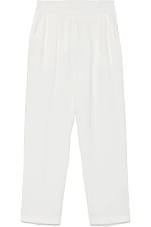 LE TRICOT PERUGIA Bukser, Dame, Hvid, XL, Polyester, Hvide Tapered Bukser med Elastik Talje
