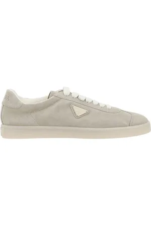 Prada Sko, Herre, Grå, 40 EU, Suede, Suede Lace-Up Sneakers