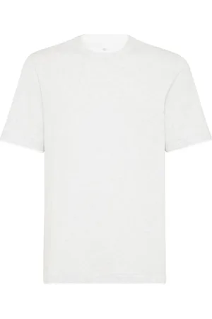 Brunello Cucinelli Top, Herre, Hvid, XL, Bomuld, Hvid Bomuld Crew Neck T-shirt