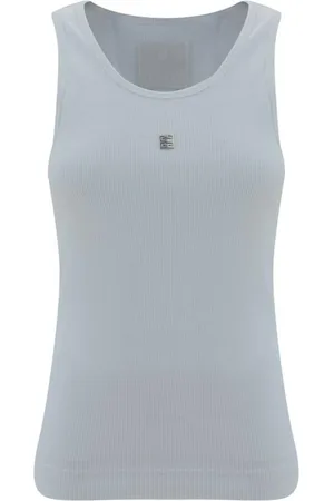 Givenchy Top, Dame, Hvid, M, Uld, Ribbet tanktop med 4G-logo
