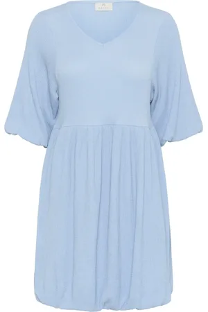 Kaffe Kjole, Dame, Blå, S, Uld, Ballonkjole Soft Chambray