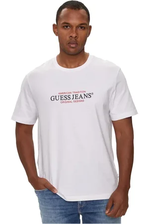 Guess Top, Herre, Hvid, M, Bomuld, Hvid Bomuld Logo T-shirt