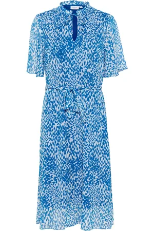 Saint Tropez Kjole, Dame, Blå, S, Feminin Kjole med Zigzag Print