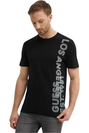 Guess Top, Herre, Sort, M, Bomuld, Slim Logo T-Shirt - Side Print
