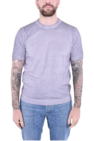 KANGRA CASHMERE Top, Herre, Grå, S, Bomuld, Bomuld Crew Neck T-shirt