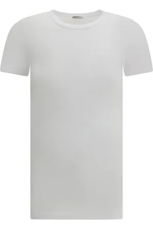 Brunello Cucinelli Top, Dame, Hvid, L, Bomuld, Monokrom T-shirt med ribhalsudskæring