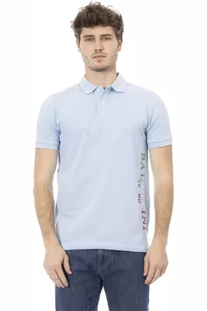 BALDININI Top, Herre, Blå, 4XL, Bomuld, Elegant Broderet Polo Skjorte
