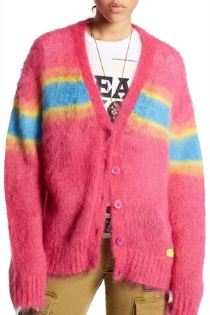 Dsquared2 Strik, Dame, Flerfarvet, S, Uld, Multifarvet Mohair Strik Cardigan