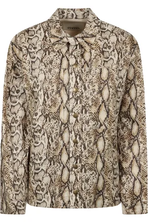 Isabel Marant Bluser & Skjorter, Dame, Flerfarvet, 2XS, Bomuld, Slangeprint Linned Bomuld Skjorte
