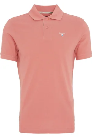 Barbour Top, Herre, Lyserød, XL, Bomuld, Casual Polo med Tartan Detaljer