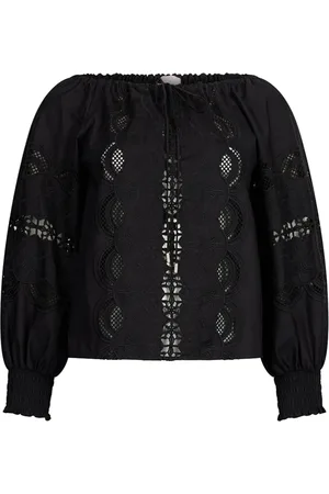 Liu Jo Bluser & Skjorter, Dame, Sort, M, Uld, Sort Off-Shoulder Broderet Top